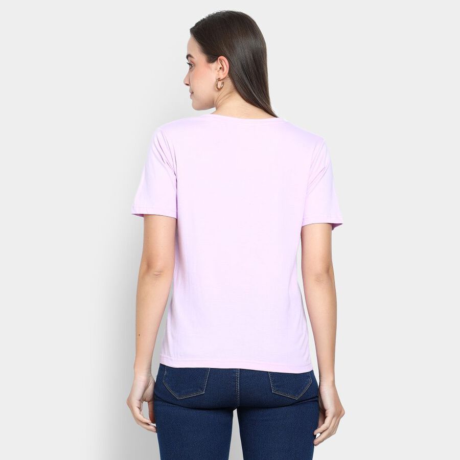 Ladies' Cotton Round Neck T-Shirt, लाइलेक, large image number null